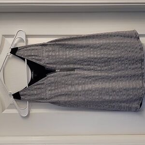 Black, Gray and white striped tank top, for business/office attire, small/petite